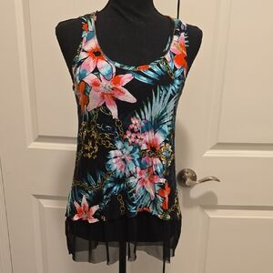 Jennifer Lopez Black Floral Tank Top